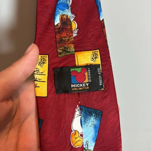 Vintage Disney Mickey Donald Goofy Postcard Tie Red Mickey Unlimited - Picture 3 of 5